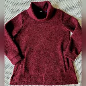 Lands’ End Boucle Fleece Cowl Neck Tunic In Burgundy